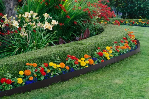 Vista 8 de TMEE Borde de jardín con bordes de jardín, tiras de 46 pulgadas, martillo de 8 pulgadas de profundidad en bordes de metal para paisajismo con clips