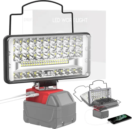Vista 10 de MtiolHig Luz de trabajo LED inalámbrica compatible con batería Milwaukee de 18 V - Luz de construcción de inundación portátil de emergencia