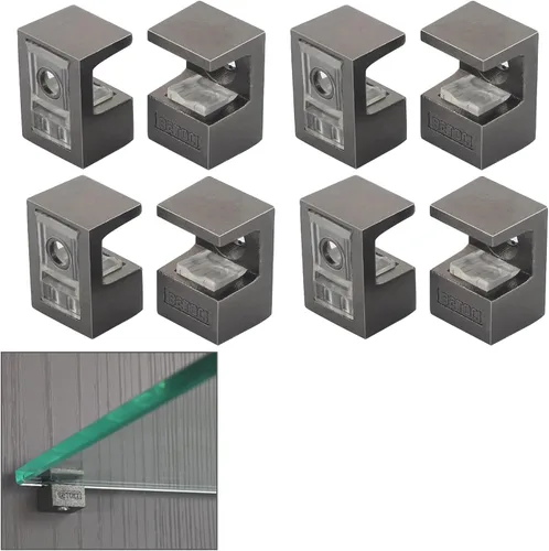 Vista 6 de Glass Shelf Bracket Glass Clamp Holder Adjustable Clamp Shelf Clip for 5-8mm Thickness - 4pcs