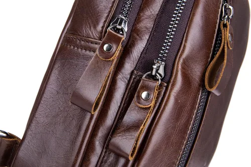 Vista 7 de Bolso de cuero genuino de los hombres del bolso de hombro de la mochila al aire libre casual Crossbody