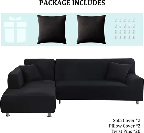 Vista 7 de L Shaped Sectional Sofa Covers 2 Pieces, 1+2 Seater High Elastic Super Stretch Couch Covers, All-Inclusive Non-Slip Slipcover Set with Pillowcases