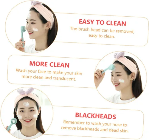 Vista 9 de EXCEART 1 Unidades Cepillo de limpieza facial Cepillo exfoliante manual Cepillo facial de repuesto de silicona Cepillo facial Cepillo de lavado