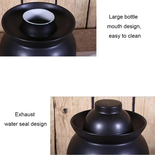 Vista 4 de ZHOUXIAO Tarro de encurtido de porcelana china, olla Kimchi gruesa con tapa, recipientes sellados de cerámica para almacenamiento de alimentos