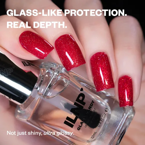 Vista 2 de ILNP Glass Candy - Esmalte de uñas transparente, acabado de vidrio brillante, secado rápido, resistente a las astillas, esmalte regular sin gel,