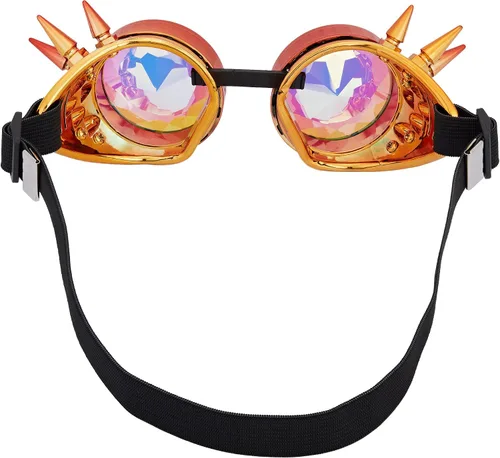 Vista 80 de Gafas caleidoscopio para raves trippy psicodélico steampunk con lentes de cristal de difracción de prisma arcoíris