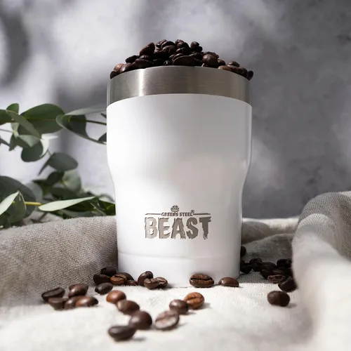 Vista 5 de Beast Vaso de 10 oz de Acero Inoxidable con Aislamiento al Vacío para Café y Hielo de Doble Pared Termo de Viaje (Blanco Ártico)