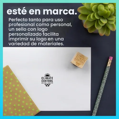Vista 3 de ExcelMark Sello de logotipo personalizado, sello de goma de madera personalizado, carga tu propia imagen (1 x 1 pulgadas)