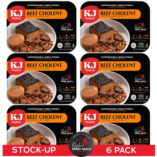 Vista 12 de KJ Poultry Comidas preparadas kosher – Chulent de carne y kugel, MRE comidas de carne listas para comer, comida de shabbos (paquete de 1) preparada