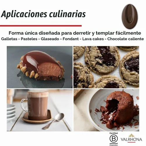 Vista 3 de Valrhona Premium French Barras de Chocolate Negro para Hornear (Feves). Clásico GUANAJA 70% Cacao. Fácil de Derretir. Fácil de Picar. Intenso
