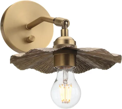 Vista 6 de Pathson Aplique de pared regulable con acabado de latón de metal, ángulo de iluminación ajustable, iluminación de tocador de pared de baño, lámpara
