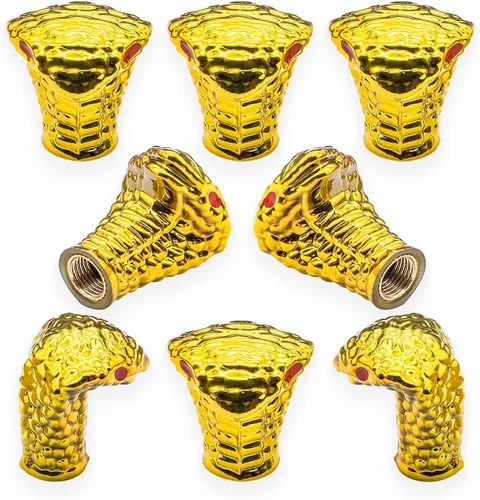 Vista 17 de 4 piezas de tapas de válvula de neumático estilo Cobra, forma de cabeza de serpiente, tapas universales de válvula de neumático con núcleo de cobre