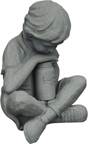 Vista 57 de Emsco Group 92246 Estatua de niño soñando despierto – Aspecto natural – Hecha de resina – Ligera – 40 cm de altura para jardín, BRONCE