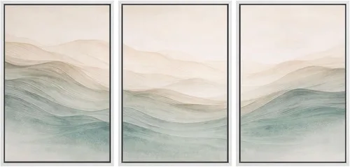 Vista 92 de SIGNWIN Lienzo enmarcado para pared, juego de arte sereno de pantanos con humedales verdes e ilustraciones de agua tranquila, arte moderno