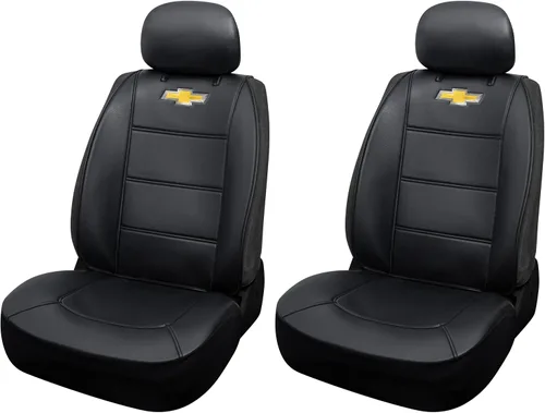 Vista 8 de Plasticolor 008599R01 Chevy Chevrolet Logo Universal Fit Car Truck o SUV Funda de asiento sin laterales de 3 piezas con reposacabezas , color negro