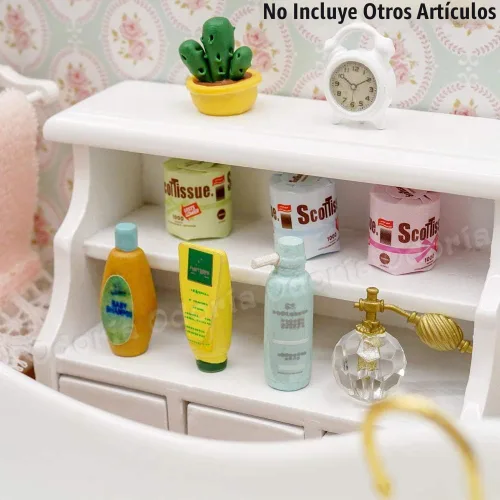 Vista 6 de Odoria Rollos de papel higiénico miniatura 1/12 y champú Perfume casa de muñecas Accesorios de baño