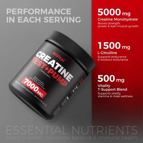 Vista 4 de AiVital™ Polvo de creatina para hombres, monohidrato de creatina de 5000 mg con 1500 mg de L-citrulina y mezcla de vitalidad de 500 mg para hombres