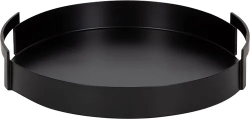 Vista 9 de Kate and Laurel Myo - Bandeja redonda moderna de metal, 15 x 15 pulgadas, color negro, bandeja circular decorativa para almacenamiento y exhibición