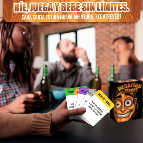 Vista 5 de Desafíos y Tragos – Juego de cartas para adultos Juegos de mesa en español con Alcohol Juego de beber para Fiestas, Bachelorette, parejas