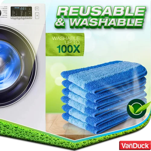 Vista 6 de VanDuck Almohadillas de limpieza de microfibra compatibles con trapeadores Bona de 18 pulgadas (paquete de 3) Almohadillas de limpieza de pisos