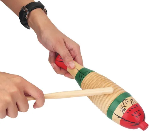 Vista 9 de Bnineteenteam Instrumento de percusión Guiro de madera en forma de pez con raspador