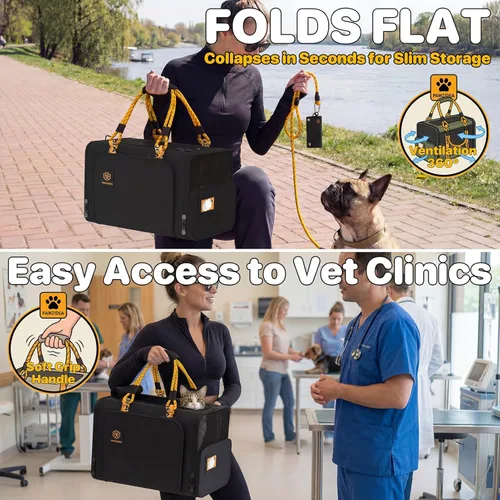 Vista 7 de PAWZIDEA Transportador de mascotas expandible aprobado por aerolíneas, transportador de perros pequeños de 18 x 11 x 11 pulgadas, transportador