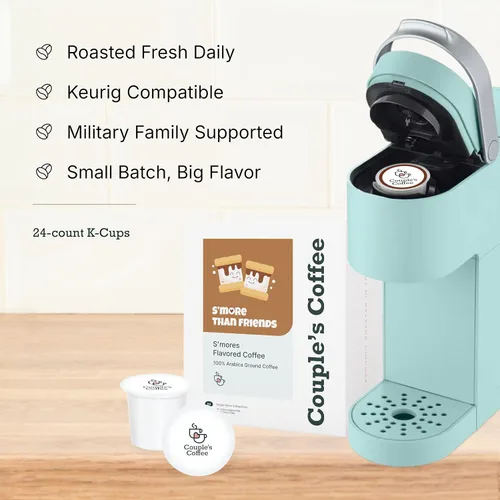 Vista 4 de Couple's Coffee K-Cups Café con sabor S'more Regresa a las familias militares S'more Than Friends Café gourmet con sabores de chocolate