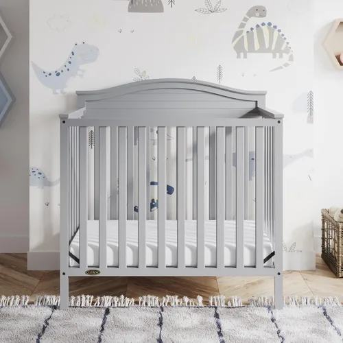 Vista 3 de Graco Stella - Mini cuna convertible 4 en 1 con colchón adicional, gris Gris (Pebble Gray)