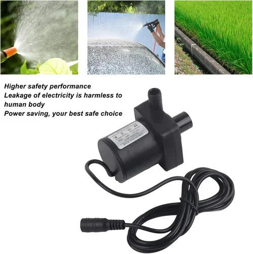 Vista 3 de Mini acuario sumergible, DC 12V 800L/H sin escobillas, silencioso para fuente solar, peces de acuario, estanque, fuente, hidroponía, 16.4 ft