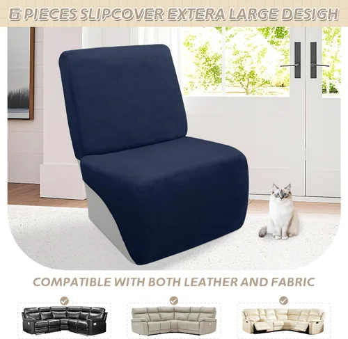 Vista 653 de Arfntevss Fundas de sofá seccional reclinable de terciopelo, Funda de sofá seccional de esquina para sofá reclinable, Funda elástica suave