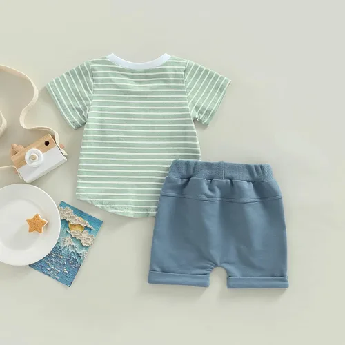 Vista 4 de Mubineo Conjunto de camiseta de verano para bebé y niño, camiseta de manga corta