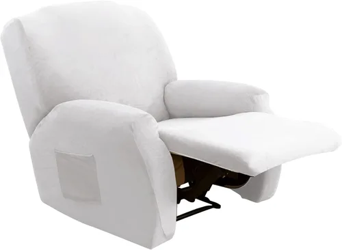 Vista 24 de MIFXIN Funda reclinable de terciopelo de 4 piezas, elástica de 1 asiento, fundas de sofá reclinable, fundas elásticas suaves para sillas Verde Oscuro