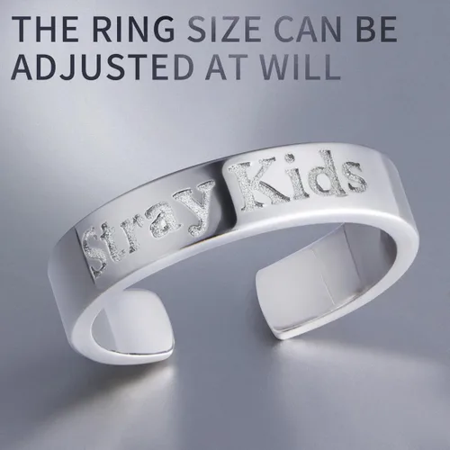 Vista 3 de YIMIDA Stray Kids SKZ Ring Kpop StrayKids Merch Jewelry 18K Gold Plated for Women Girls