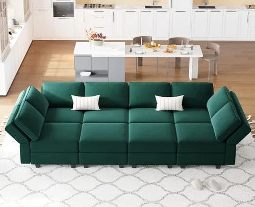 Vista 14 de Belffin Sofá Seccional Modular de Terciopelo con Chaise Lounge Sofá Cama Seccional con Chaise de Almacenamiento Sofás Cama Sofá para Sala de Estar