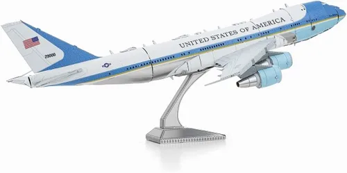 Vista 7 de Fascinations Kit de modelo de metal 3D Metal Earth Air Force One con pinzas