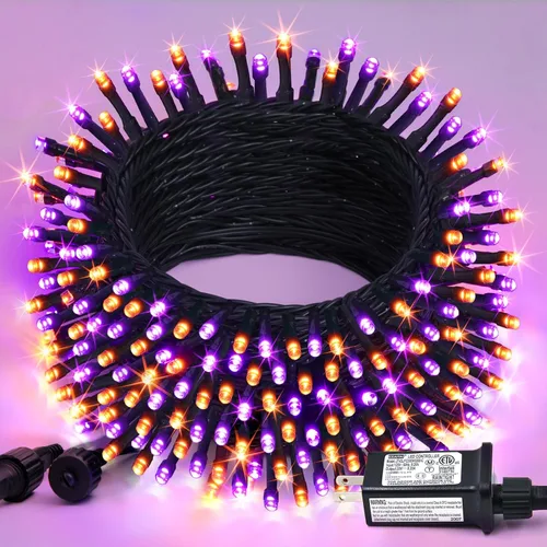Vista 9 de JMEXSUSS Guirnalda de luces de Navidad de 200 LED azules y blancas, 66 pies, de exterior, expansible, para árbol, fiesta o decoración de hogar