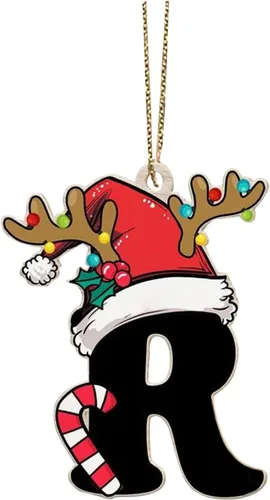 Vista 46 de Decoraciones de Navidad - Letras de adorno de la A a la Z para el árbol, adornos colgantes del alfabeto de Navidad de bricolaje (A)