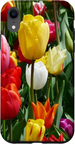 Vista 25 de Funda botánica para iPhone 17 con flores coloridas y tulipanes para amantes de las plantas