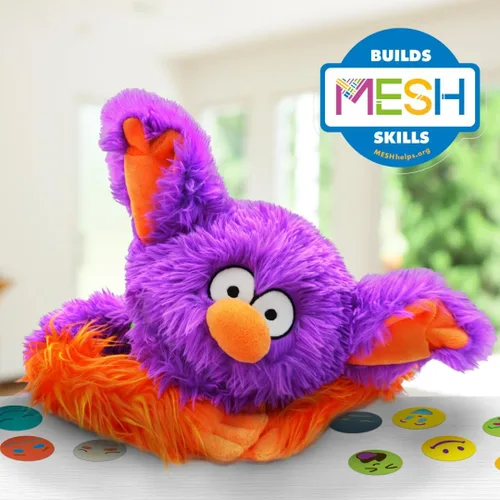 Vista 2 de Roylco Kit interactivo de marionetas Edgar an Emotion, marioneta de terapia de aprendizaje socioemocional súper suave y cómodo con 12 círculos