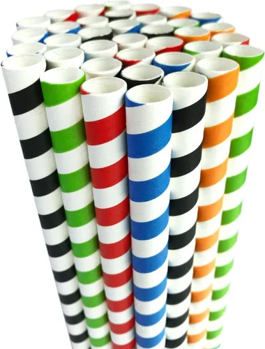 Vista 11 de Pajitas desechables de papel biodegradable de 0.5 pulgadas 1/2 0.472 in extra anchas para batidos Boba, perlas de té de burbujas, batidos gigantes