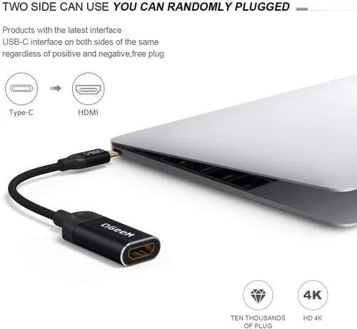 Vista 4 de QGeeM - Adaptador USB C a HDMI, cable adaptador 4K USB tipo C a HDMI [compatible con Thunderbolt 3/4], adaptador HDMI para portátil MacBook Pro/Air