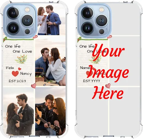 Vista 10 de Funda de teléfono con foto personalizada para iPhone 13 Pro Max, cubierta transparente suave de silicona personalizada con imagen/texto, regalo