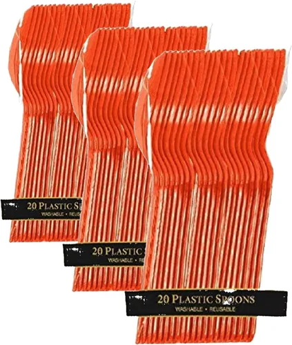 Vista 15 de Vibrantes cucharas de plástico color rojo manzana (paquete de 20) – ecológicas, duraderas y llamativas, perfectas para fiestas y eventos