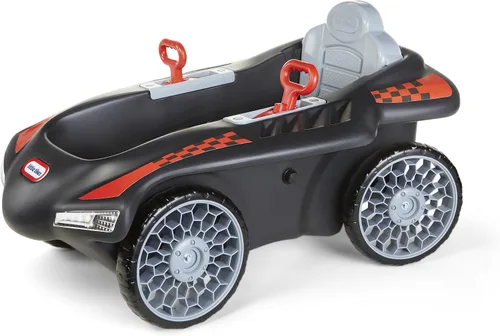 Vista 8 de Little Tikes Jett Car Racer - Coche negro para montar con respaldo de asiento ajustable, dirección de rueda trasera de doble mango, control