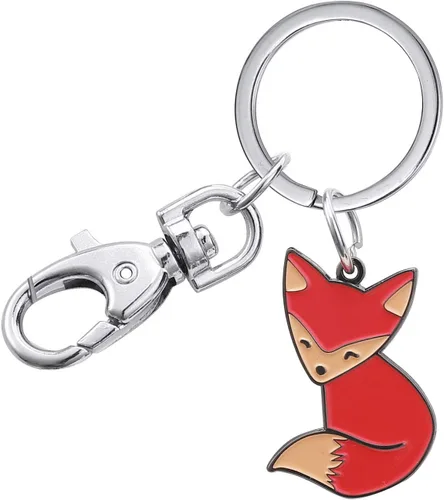Vista 8 de Llavero con colgante de zorro, lindo llavero de zorro, para hombres y mujeres, bolsa colgante, llavero con forma de animal, llavero novedoso