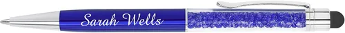 Vista 4 de ExpressDesigns™ - Bolígrafos de cristal personalizados con lápiz capacitivo - Pluma de gemas de metal - Bolígrafos con nombre impresos metálicos