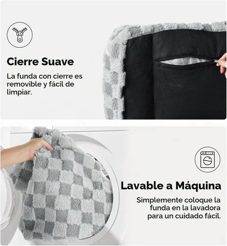 Vista 7 de Made4Pets Sofá cama para interiores de gatos y perros, sofá suave de piel sintética a cuadros, acogedor sofá esponjoso para mascotas con espuma