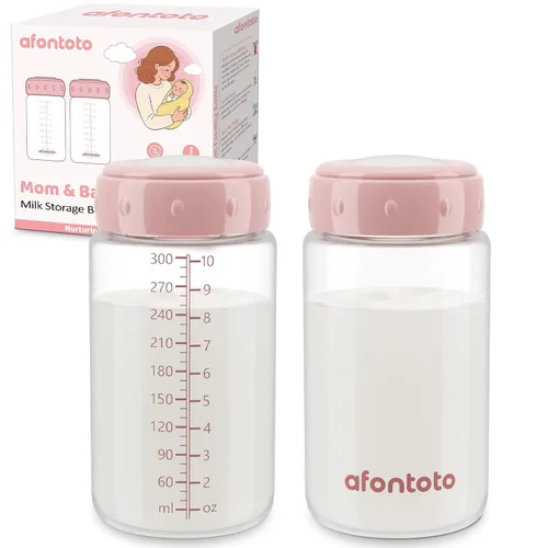 Vista 10 de 2 botellas de almacenamiento de leche materna, botellas de espectro de cuello ancho sin BPA para bombeo, colección de almacenamiento de biberones