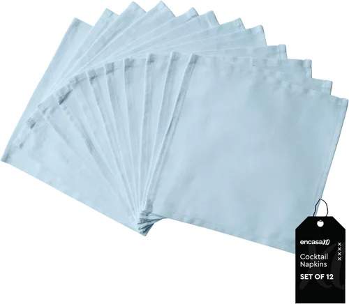 Vista 13 de Encasa XO Juego de 12 servilletas de tela de cóctel Servilletas de mesa de algodón puro Tamaño (9 x 9 pulgadas) B gris sólido Lavable a