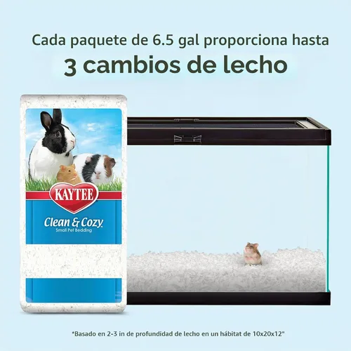 Vista 2 de Ropa de cama limpia y tierna para animal pequeño Kaytee, Blanco Fresh habitats. Soft guinea pig bedding. Odor control, rabbit bedding use, 99%