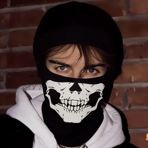 Vista 4 de Soochat Pasamontañas con diseño de calavera y fantasma, máscara de esquí
